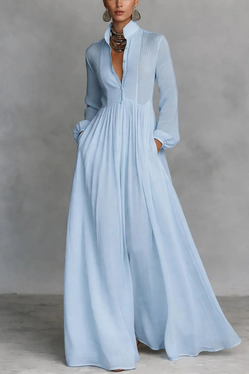 Margaret | Robe Maxi Fluide à Boutons