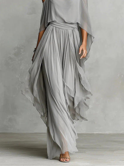 Isabela | Ensemble gris fluide avec top à bretelles et pantalon léger