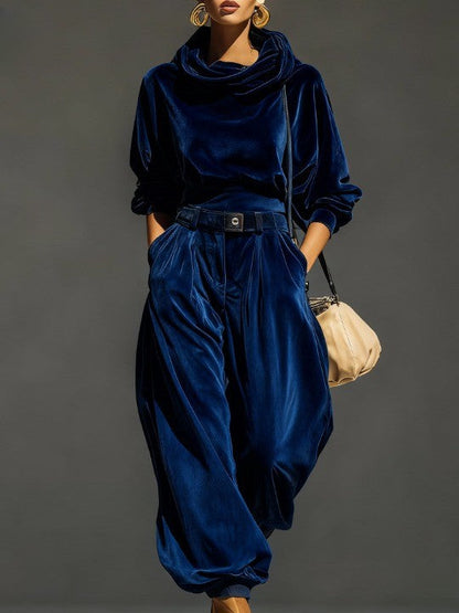 Vivienne | Ensemble Sweat à Capuche en Velours et Pantalons