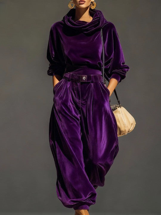 Vivienne | Ensemble Sweat à Capuche en Velours et Pantalons