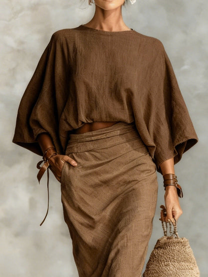 Lila | Ensemble Top à Manches Chauve-Souris et Jupe Longue
