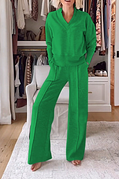 Samantha | Ensemble Haut et Pantalon à Col V