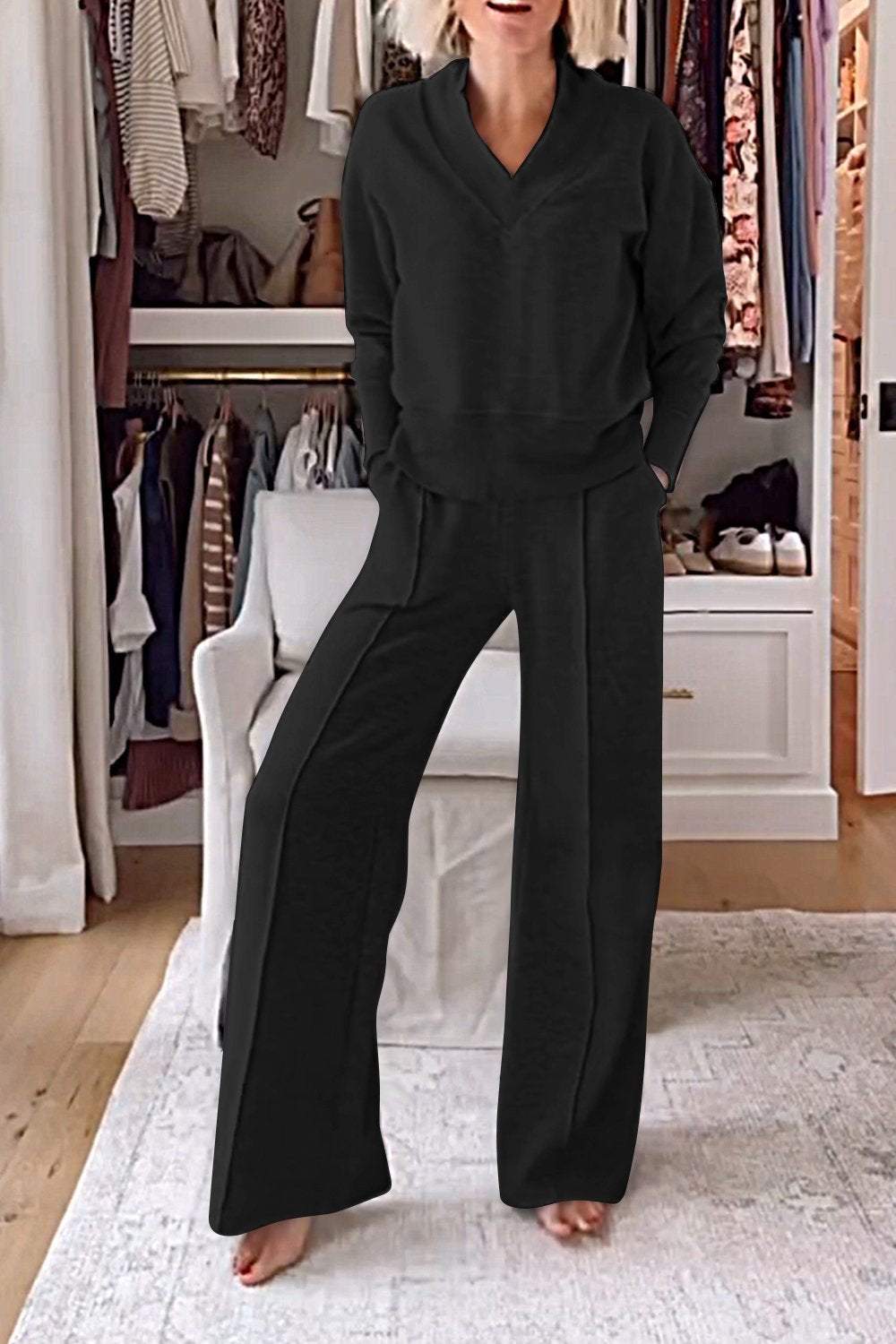 Samantha | Ensemble Haut et Pantalon à Col V