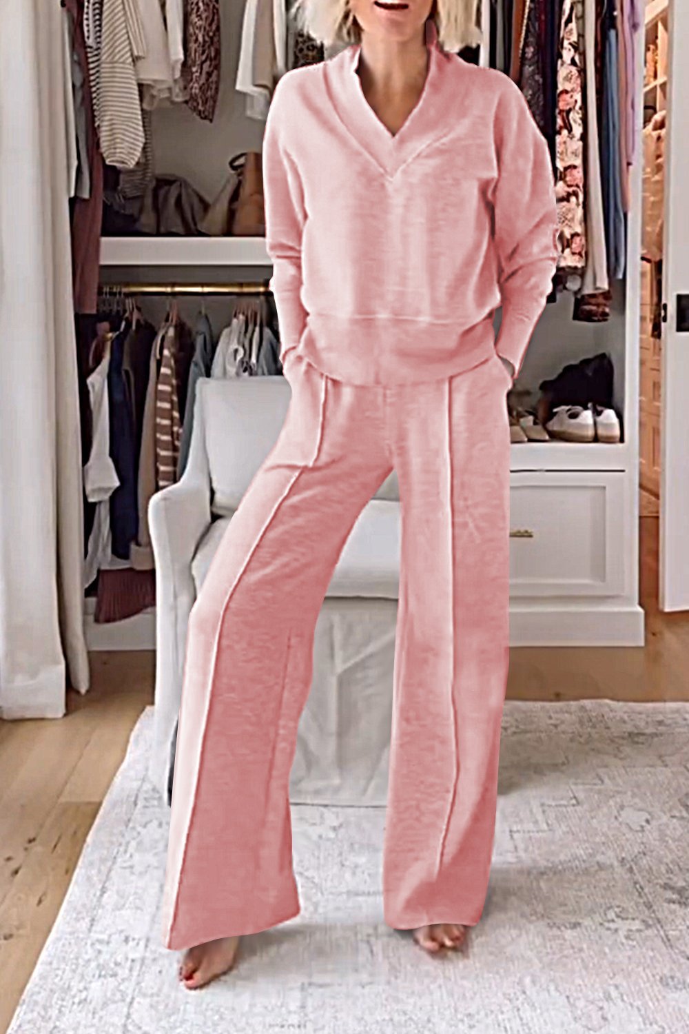 Samantha | Ensemble Haut et Pantalon à Col V
