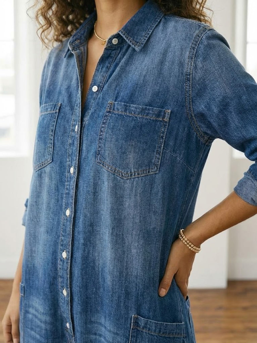 Diana | Salopette en denim vintage en coton lavé avec fermeture à boutons
