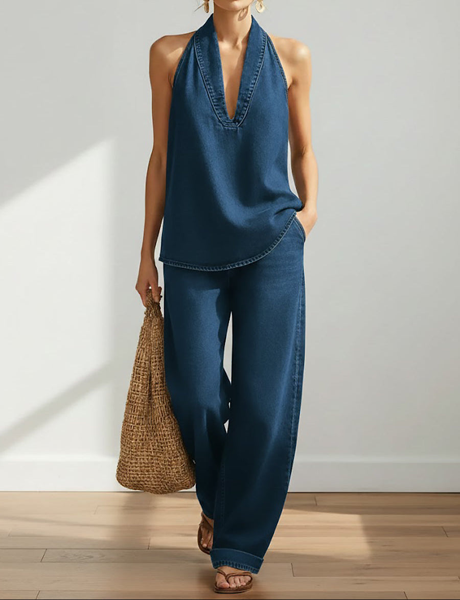 Ivy | Ensemble Deux Pièces en Denim Vintage Doux et Lavé