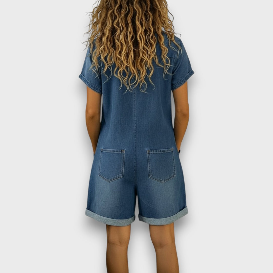 Joan | Salopette courte vintage en denim en coton