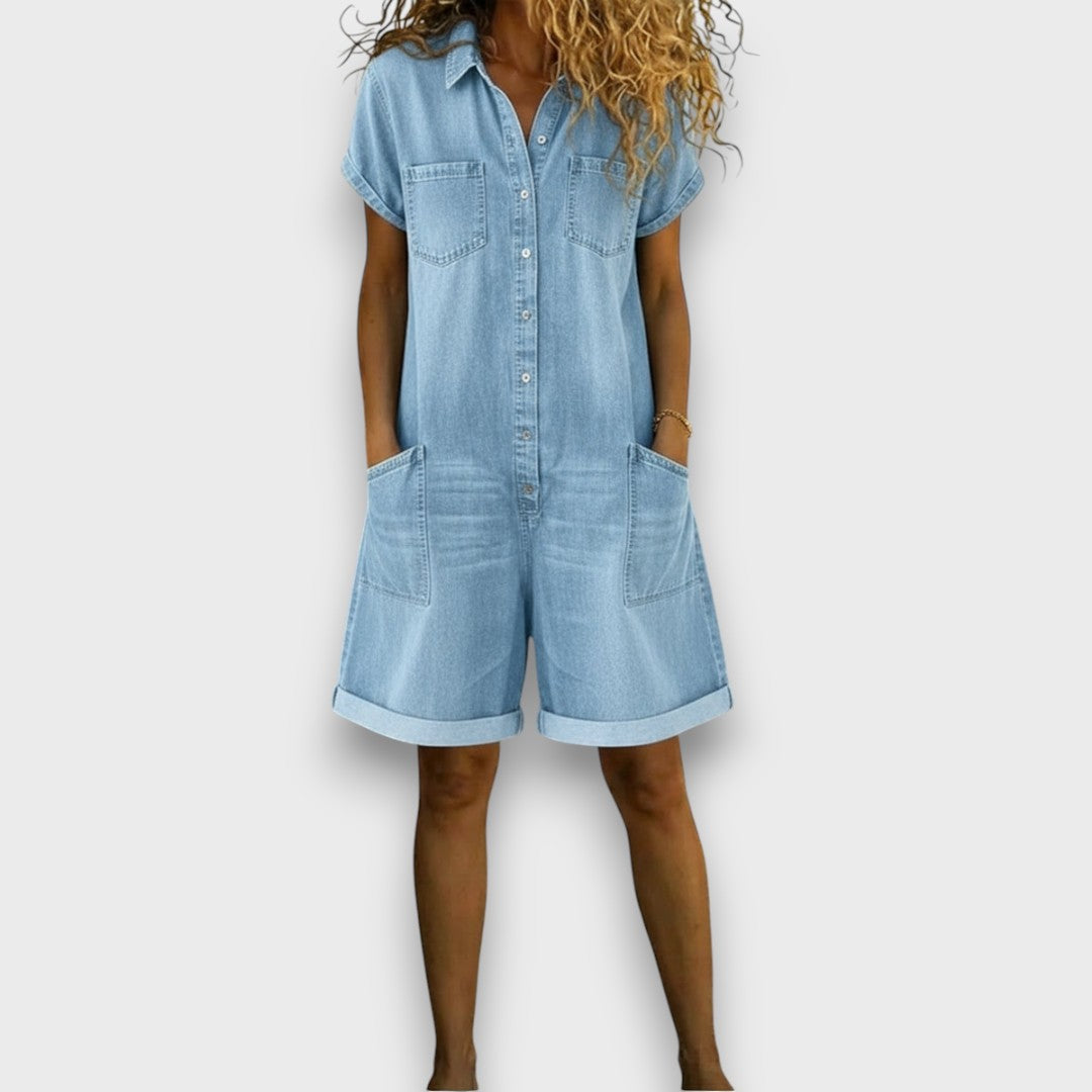Joan | Salopette courte vintage en denim en coton