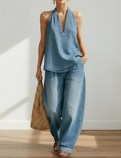Ivy | Ensemble Deux Pièces en Denim Vintage Doux et Lavé