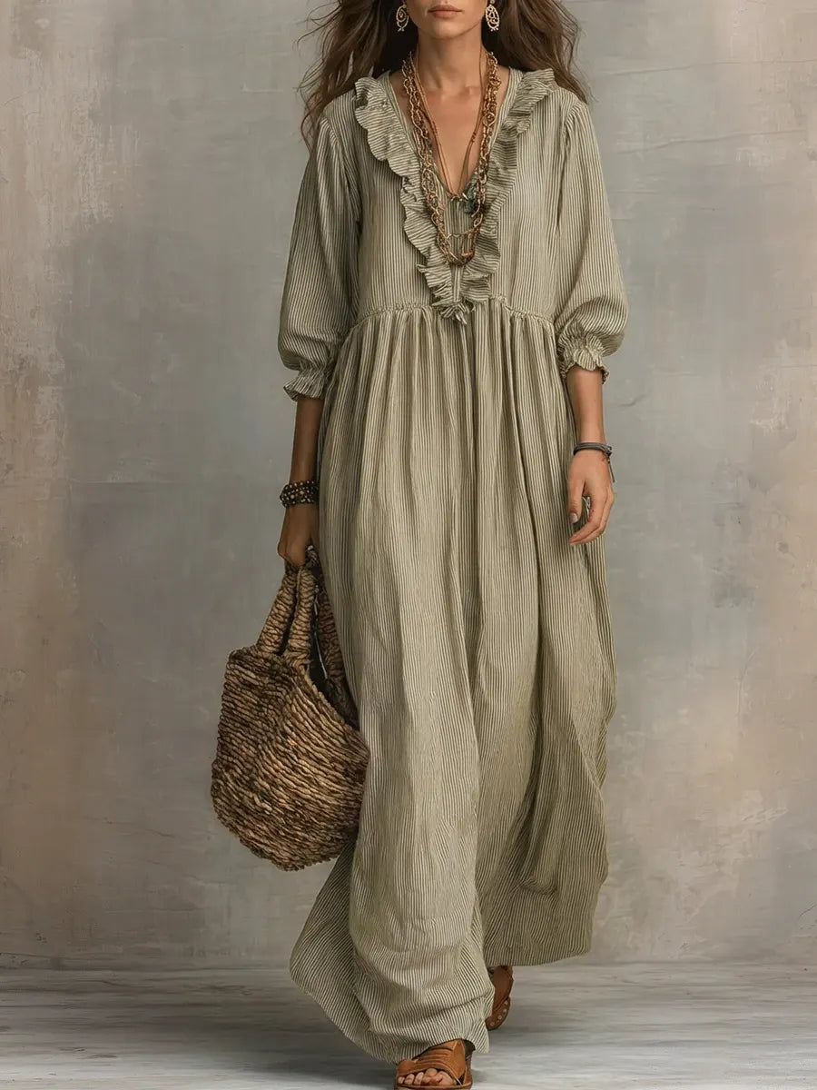 Elowen | Robe Maxi à Manches Longues Boho