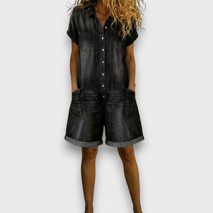 Joan | Salopette courte vintage en denim en coton
