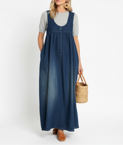 Karen | Robe Maxi en Denim Vintage Doux et Lavé