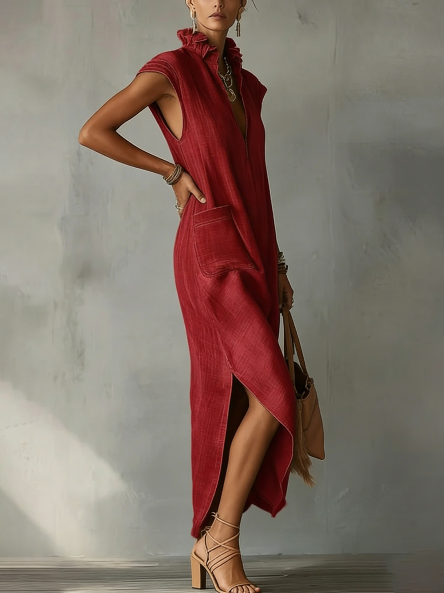 Elara | Robe Maxi Printemps Volantée