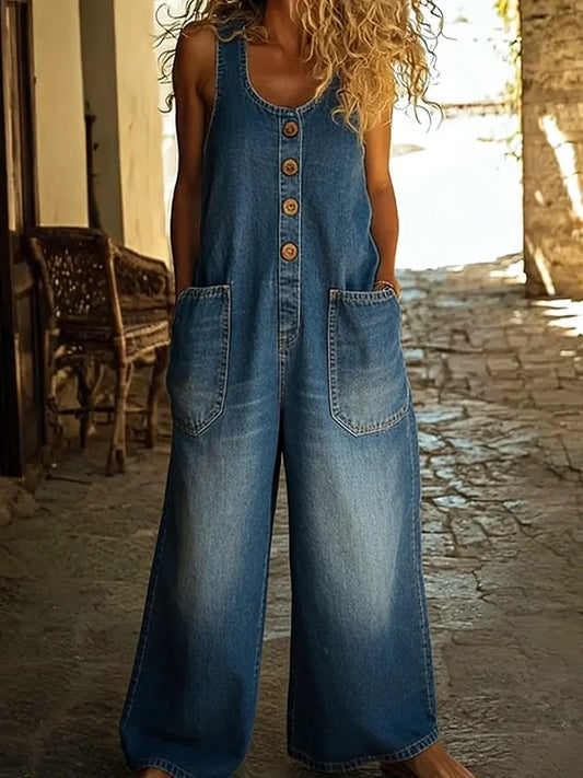 Ruth | Salopette en Denim Vintage Lavé en Coton