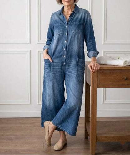 Diana | Salopette en denim vintage en coton lavé avec fermeture à boutons