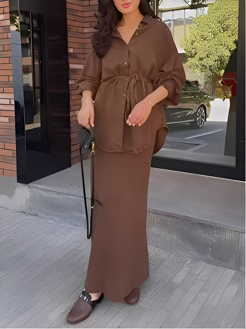 Sienna | Ensemble Chemise et Jupe à Cordon