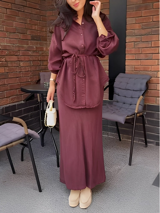Scarlett | Ensemble Chemise et Jupe avec Cordon de Serrage