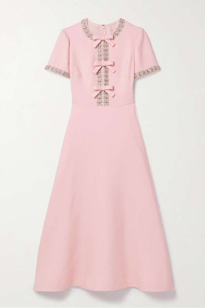 Zoe | Robe midi avec nœud et embellissements en cristal