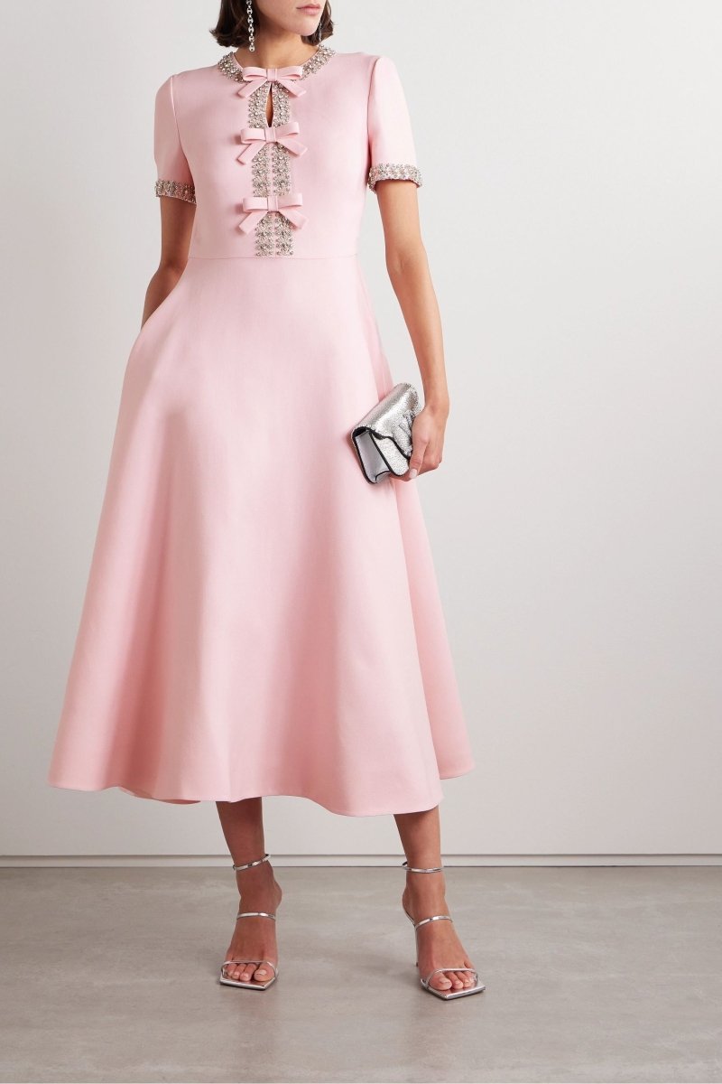 Zoe | Robe midi avec nœud et embellissements en cristal